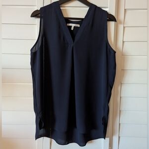Sleeveless Navy Blouse